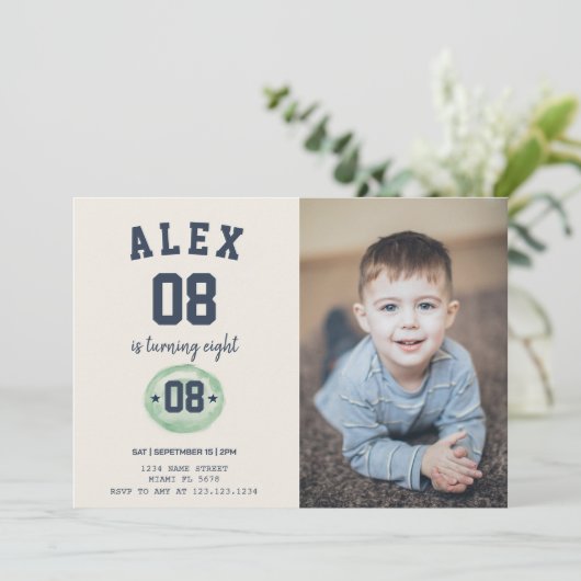 Kinder Fußball Einladung zum Foto (Stehend Vorderseite)