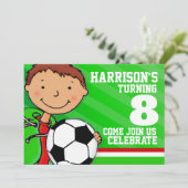 Kinder Fußball / Fußball Grün Geburtstagseinladung Einladung (Stehend Vorderseite)