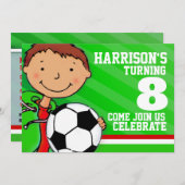 Kinder Fußball / Fußball Grün Geburtstagseinladung Einladung (Vorne/Hinten)