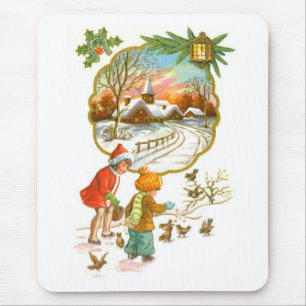 Kinder füttern die Vögel Mousepad