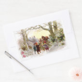 Kinder Fütternd Pferde Antike Weihnachten Rechteckiger Aufkleber (Umschlag)