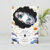 Kinder Galactic Space Geburtstag Einladung (Stehend Vorderseite)