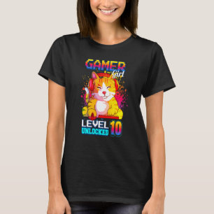 Kinder Gamer Girl Level 10 entsperrt 10. Geburtsta T-Shirt