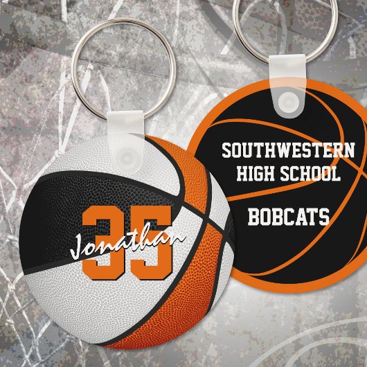 Kinder Gastgeschenke schwarz-orange Basketball Schlüsselanhänger