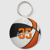 Kinder Gastgeschenke schwarz-orange Basketball Schlüsselanhänger (Vorderseite)