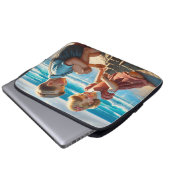 Kinder Gebäude einer Sandburg am Strand Laptopschutzhülle (Vorne Knopf)