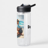 Kinder Gebäude einer Sandburg am Strand Trinkflasche (Links)