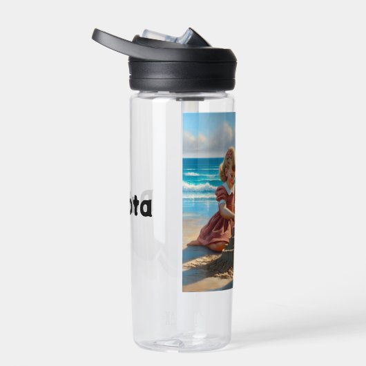 Kinder Gebäude einer Sandburg am Strand Trinkflasche (Rechts)