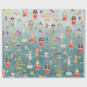 Kinder geben ihren Namen und ihr Alter glücklich G Geschenkpapier (Flach)