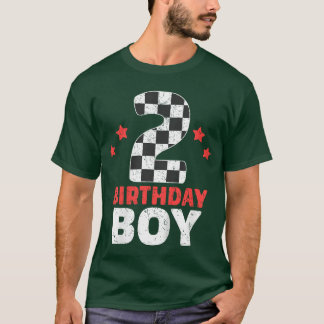 Kinder Geburtstag Junge 2 Zwei Rennflagge 2. Gebur T-Shirt