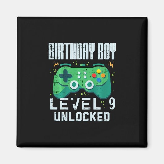 Kinder Geburtstag Junge Level 9 Freigeschaltet Gam Magnet (Vorne)