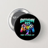 Kinder Geburtstag Junge Zeit zum Levelaufstieg Gam Button (Vorne & Hinten)