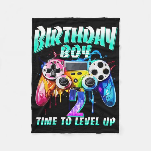 Kinder Geburtstag Junge Zeit zum Levelaufstieg Gam Fleecedecke (Vorderseite)