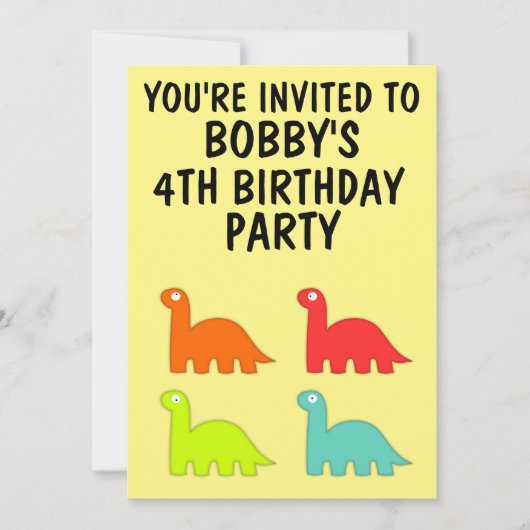 KINDER GEBURTSTAG PARTY EINLADUNGEN T-REX DINO (Vorderseite)