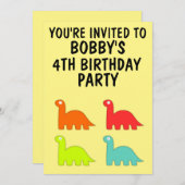 KINDER GEBURTSTAG PARTY EINLADUNGEN T-REX DINO (Vorne/Hinten)