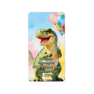 Kinder Geburtstag Tiere - T-Rex Dinosauer 1 Adressaufkleber