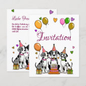 Kinder Geburtstagseinladung Great Dane Welpe (Vorne/Hinten)