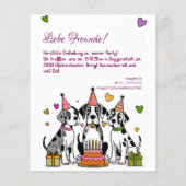 Kinder Geburtstagseinladung Great Dane Welpe (Rückseite)