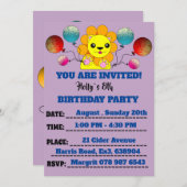 Kinder Geburtstagsparty Balloon Happy Lion Einladung (Vorne/Hinten)