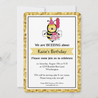 Kinder-Geburtstagsparty Little Humble Bee d2 Einladung