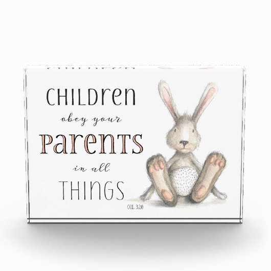 Kinder gehorchen Ihren Eltern - Spalte 3:20 Fotoblock (Vorderseite)