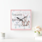 Kinder gehorchen Ihren Eltern - Spalte 3:20 Rosa Quadratische Wanduhr (Zuhause)