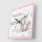 Kinder gehorchen Ihren Eltern - Spalte 3:20 Rosa Quadratische Wanduhr (Winkel)