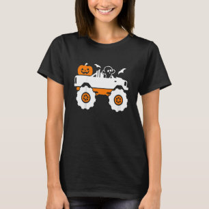 Kinder Geist Kürbis Fahren Monster Truck Faul Hall T-Shirt