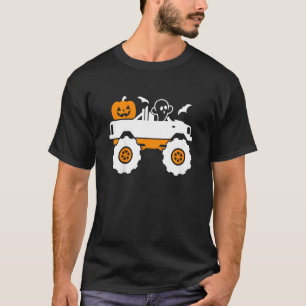 Kinder Geist Kürbis Fahren Monster Truck Faul Hall T-Shirt