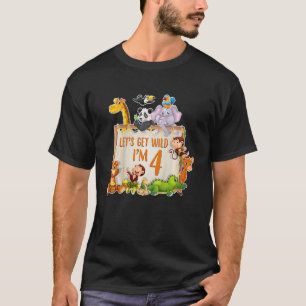 Kinder Gelassen Wild I m 4 Years Old Zoo Animal T-Shirt