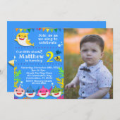 Kinder Gelber Hai zum Geburtstag Foto Einladung (Vorne/Hinten)