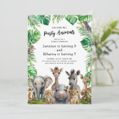 Kinder Gemeinsame Safari Geburtstagspartei Einladung (Stehend Vorderseite)