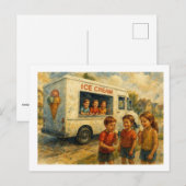 Kinder genießen Eiswagen, Postkarte (Vorne/Hinten)
