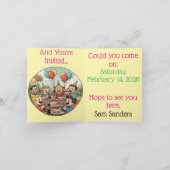 Kinder genießen ihre Kuchen, Sodas und Balloons Ankündigung (Innenseite)