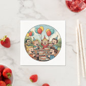 Kinder genießen ihre Kuchen, Sodas und Balloons Serviette (Beispiel)