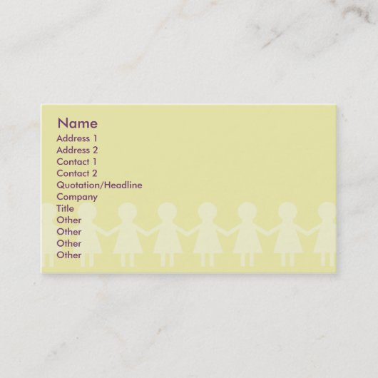 Kinder - Geschäft Visitenkarte (Vorderseite)