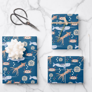 Kinder Geschenkpackung für Meerestiere Geschenkpapier Set