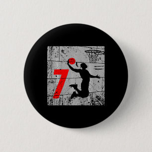 Kinder gestört 7 Jahre alt 7. Basketball Geburtsta Button