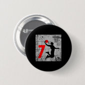 Kinder gestört 7 Jahre alt 7. Basketball Geburtsta Button (Vorne & Hinten)
