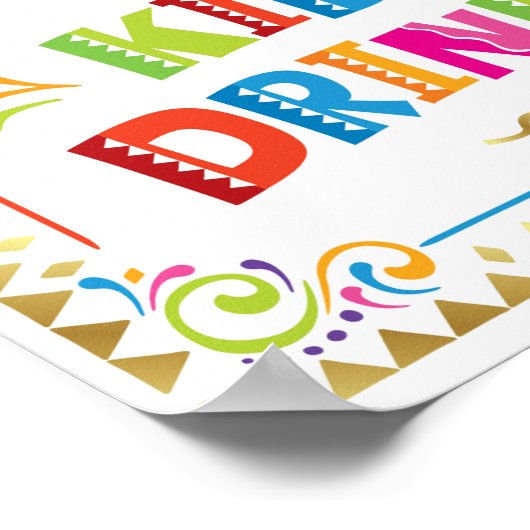 KINDER GETRÄNKE Fiesta Party signieren Drucken Poster (Ecke)