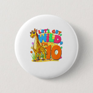 Kinder Giraffe Geburtstagsparty 10 Jahre Junge 10. Button