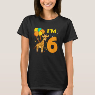 Kinder Giraffe Tiere Liebe Mädchen ich bin 6 Jahre T-Shirt