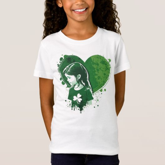 Kinder Girls Herz St Patricks Day Shirt (Vorderseite)