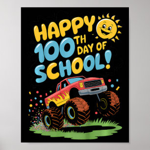 Kinder glücklich 100. Tag der Schule Monster Truck Poster