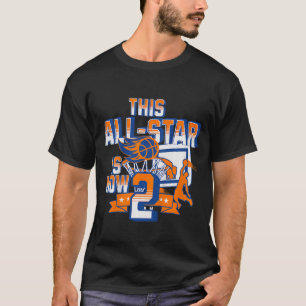 Kinder glücklich 2. Geburtstag Basketball Alter 2 T-Shirt