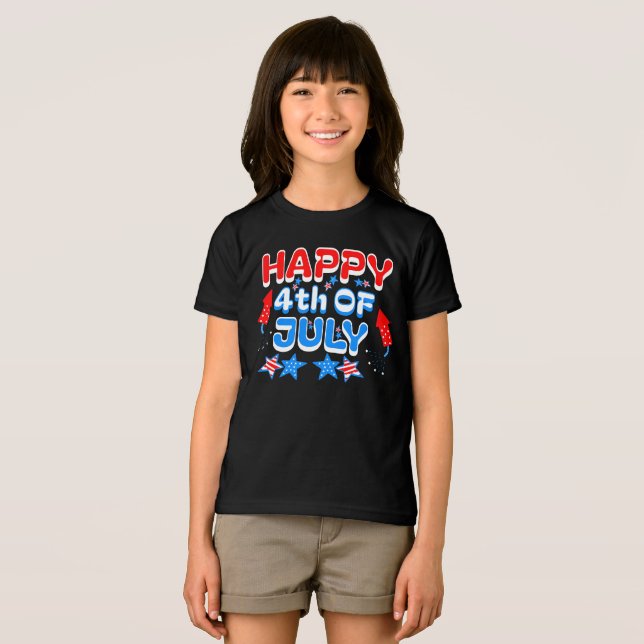 Kinder glücklich 4. Juli Tri-Blend Shirt (Vorderseite Voll)