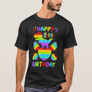 Kinder glücklich 8. Geburtstag Pop Es Dinosaurier T-Shirt