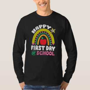 Kinder glücklich erster Schultag Regenbogen zurück T-Shirt