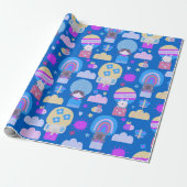 Kinder glücklich Geburtstag Blue Pink mit Niedlich Geschenkpapier (Ungerollt)