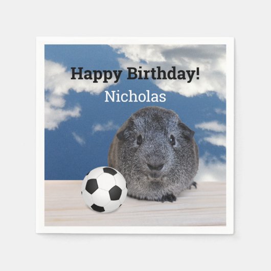 Kinder glücklich Geburtstags-Guinea Pig Soccer Bal Serviette (Vorderseite)